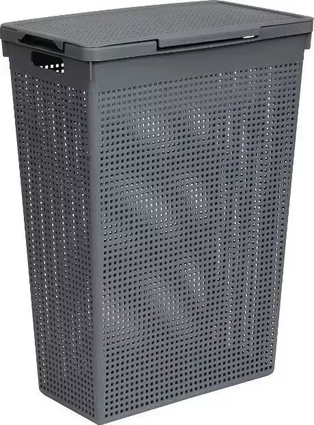 Корзина VIOLET "Лофт" узкая с крышкой 50л (серый) 5650018