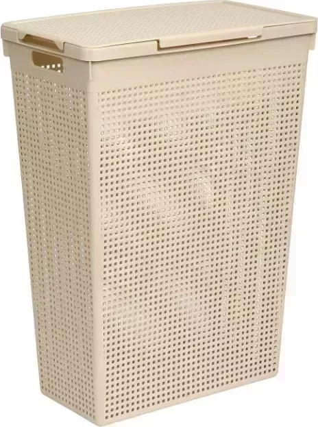 Корзина VIOLET "Лофт" узкая с крышкой 50л (латте) 5650020