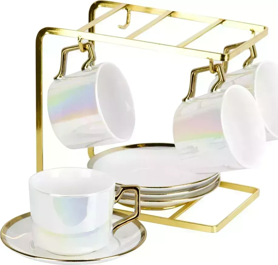 Чайный набор NOUVELLE HOME 9пр "Pearl" (4 персоны) v=200мл. на подставке (подарочная упаковка) 1930013