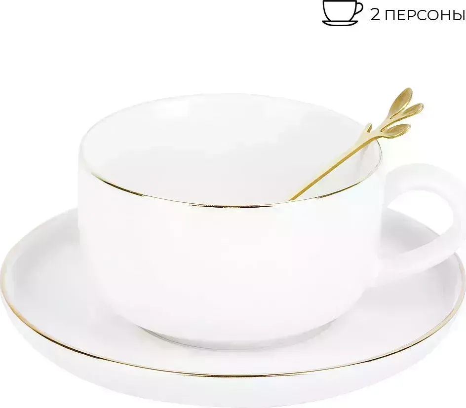 Чайный набор NOUVELLE HOME 4пр. с ложками "Royal line. Daisy" (2 персоны) v=350мл. (подарочная упаковка) 1930022