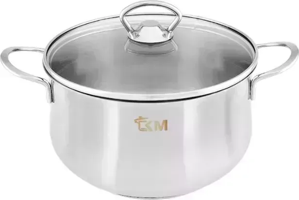 Кастрюля KM METAL AREA 1612 со стеклянной крышкой 20x12см 3,7 л