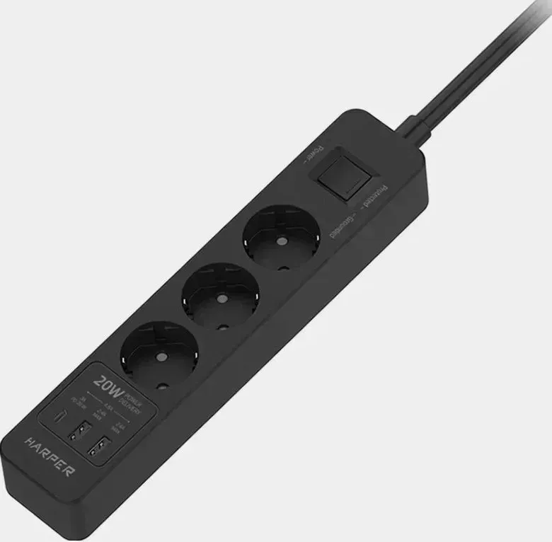 Сетевой фильтр HARPER UCH-440 Black PD3.0 Сетевые ы