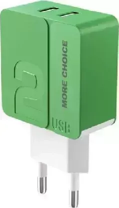 Сетевой адаптер MORE CHOICE NC46m 2USB 2.4A для micro USB- 1м Green