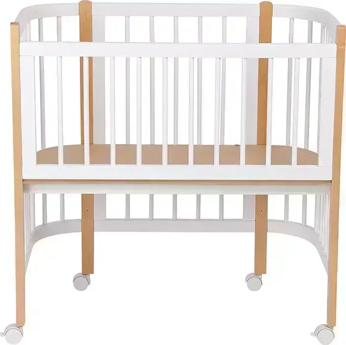 Кроватка детская POLINI приставная kids Simple 105, белый-бук (1кор)