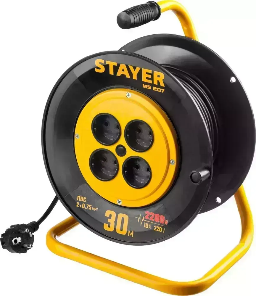 Удлинитель STAYER на катушке ПВС 2х0.75 30м 2200Вт, MS 207 55073-30_z01