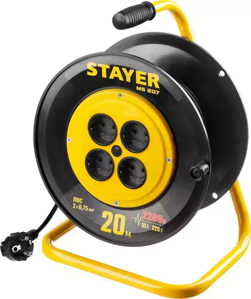 Удлинитель STAYER на катушке ПВС 2х0.75 20м 2200Вт, MS 207 55073-20_z01