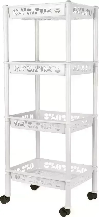 Этажерка KEEPLEX KL282712048 Light на колесиках четырехсекционная малая прямоугольная 37х29х13,5см белое облако