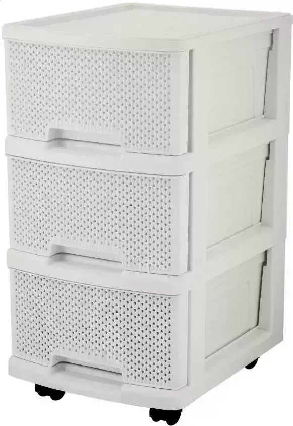Комод KEEPLEX KL379322048 Ajur с ящиками на колесиках трехсекционный компакт 37х30х52см белое облако