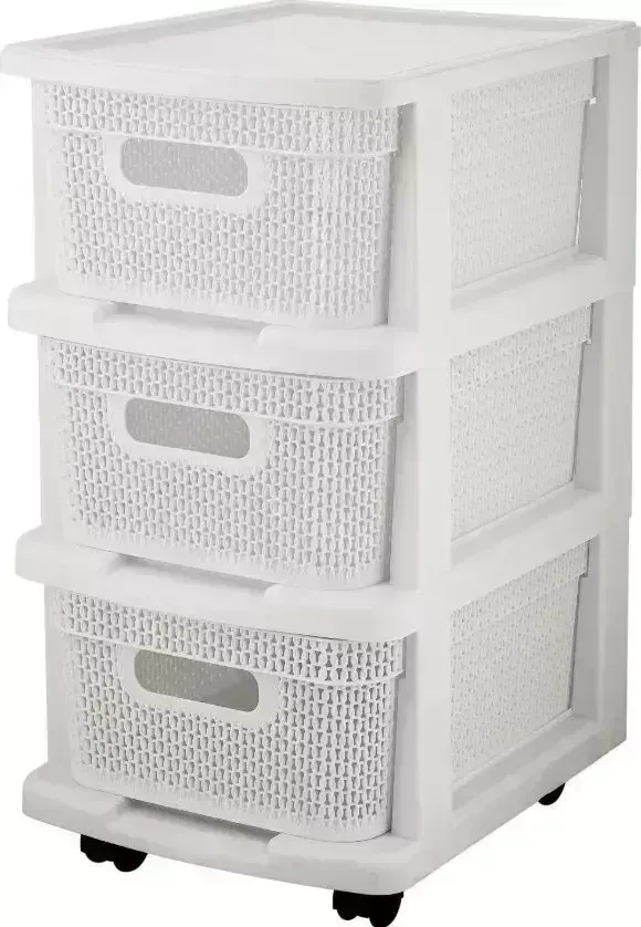 Комод KEEPLEX KL379522048 Ajur с корзинами на колесиках трехсекционный компакт 37х30х52см белое облако