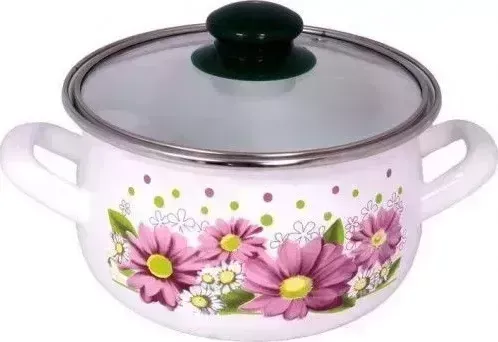 Кастрюля INTEROS Розовые герберы 4,0л со стекл. кр. 2400