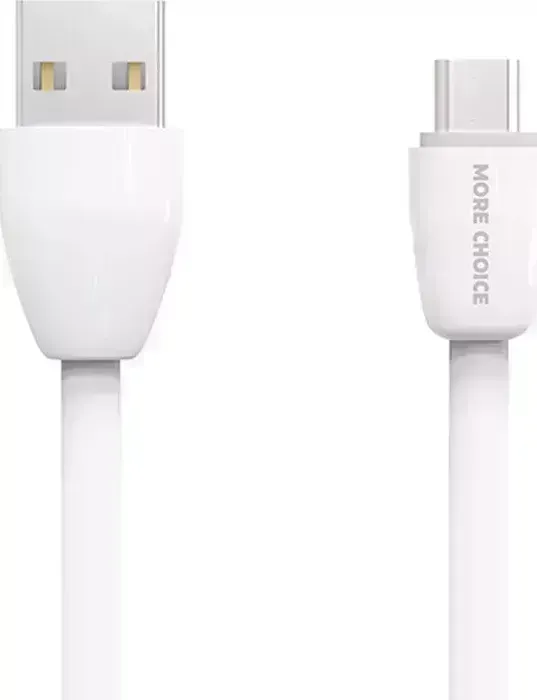Кабель MORE CHOICE K20a Дата- USB 2.1A для Type-C плоский - 1 м белый