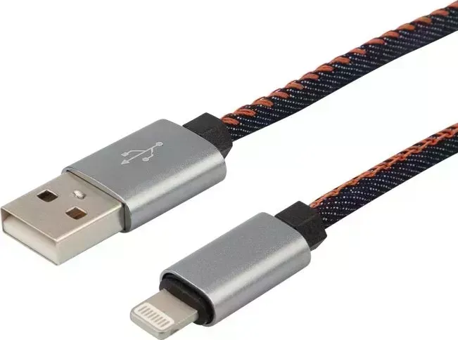 Кабель REXANT (18-4248) USB-Lightning для iPhone/2,4A/nylon/denim/1m/