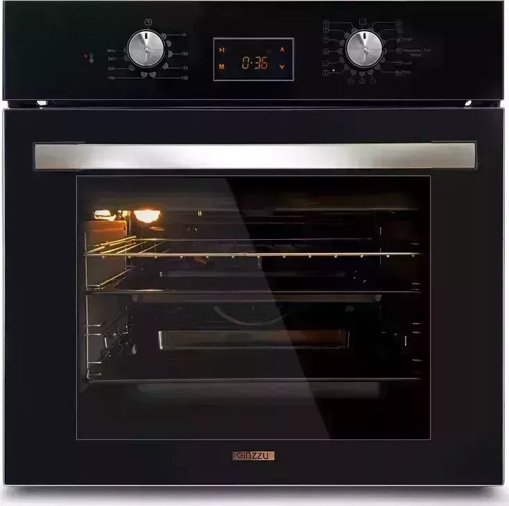 Духовой шкаф электрический GINZZU HOE-215 черное стекло