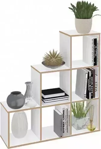 Стеллаж POLINI Home Smart Каскадный 6 секций, белый, эффект фанеры (1кор)