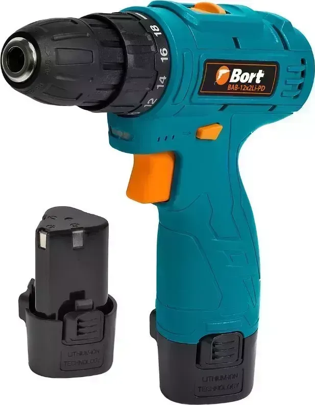Дрель аккумуляторная BORT BAB-12X2LI-PD (2X1,5AH) -шуруповерт