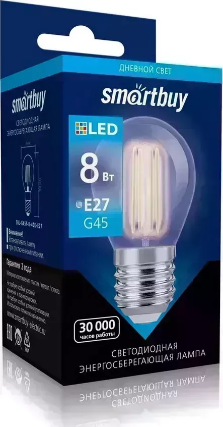 Лампа SMARTBUY (SBL-G45F-8-40K-E27) G45-8W00/E27