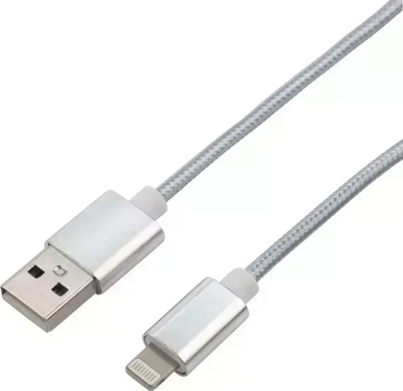Кабель REXANT (18-7051) USB-Lightning 1 м, серебристая нейлоновая оплетка