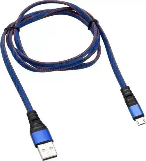 Кабель REXANT (18-1163) USB-microUSB 1 м, плоский провод, синяя джинсовая оплетка