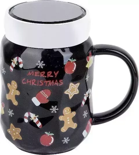 Кружка NOUVELLE HOME с крышкой "Merry christmas" v=550мл. (4 вида) (подарочная упаковка) 9902904