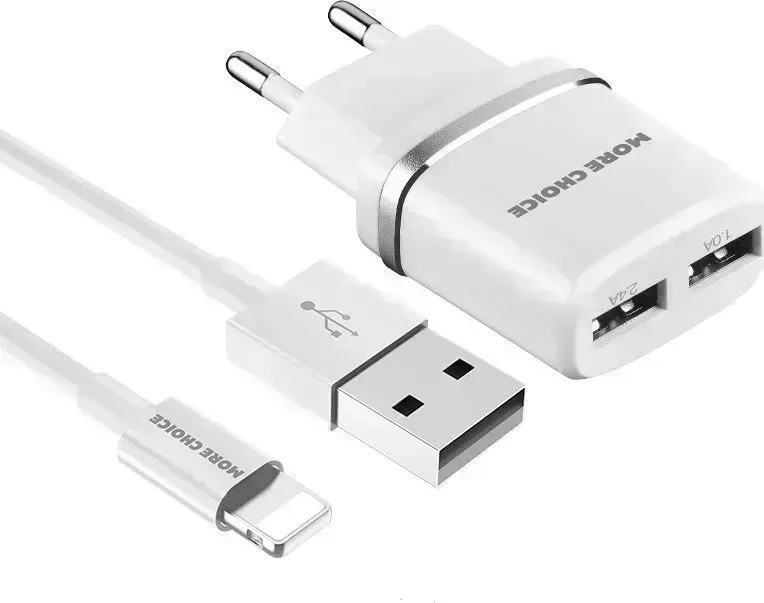 Сетевой адаптер MORE CHOICE (4627151190136) NC22i 2USB 2.4A для Apple 8-pin White