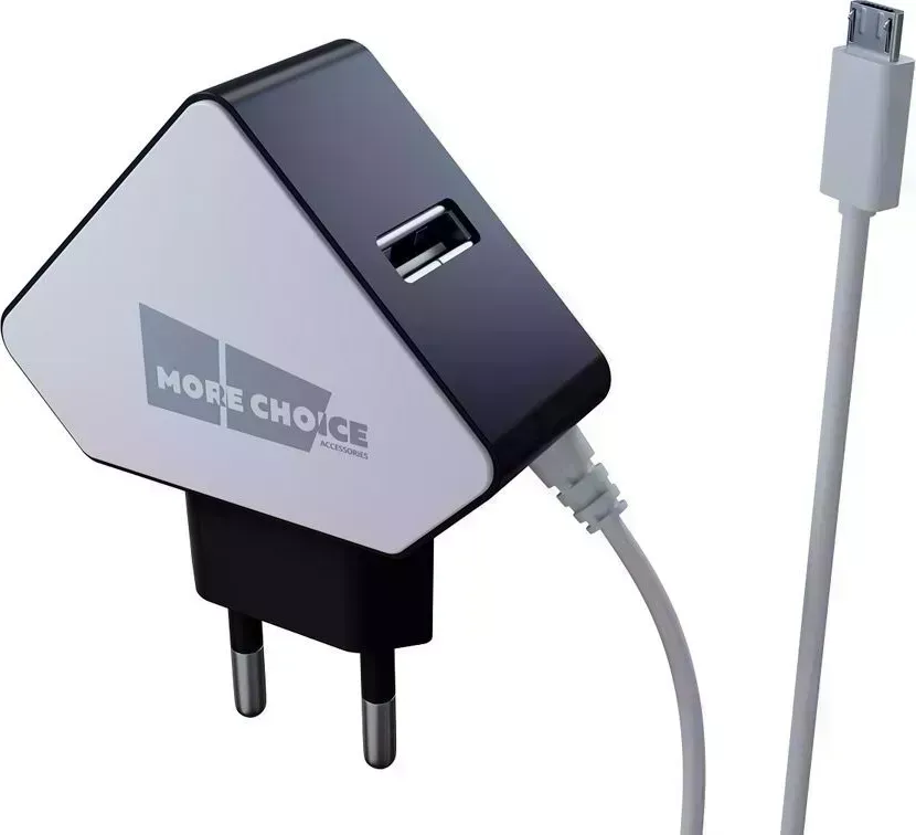Сетевой адаптер MORE CHOICE (4627151193298) NC42m 2USB 1.5A micro USB с кабелем White Black