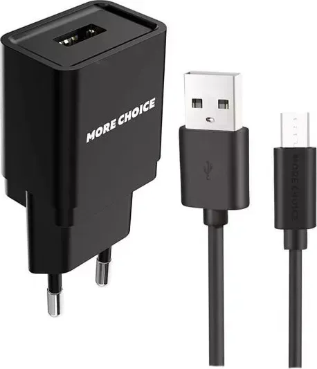 Сетевой адаптер MORE CHOICE (4627151191621) NC33m 1USB 1A micro USB Black 1m