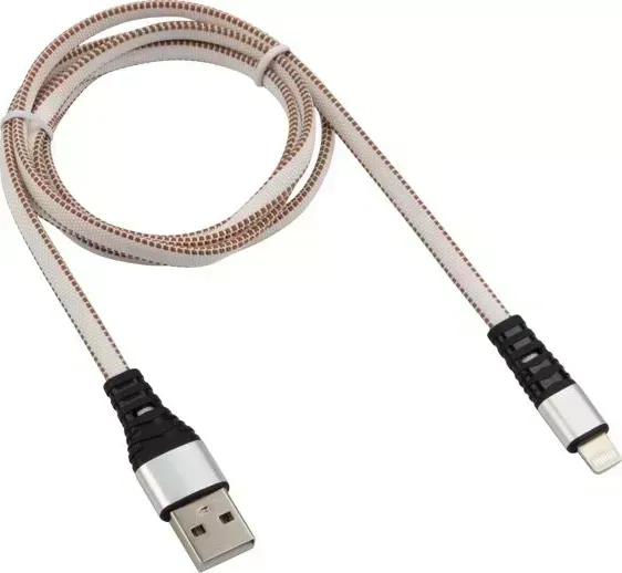 Кабель REXANT (18-7056) USB-Lightning 2.4 A, 1 м, белая нейлоновая оплетка
