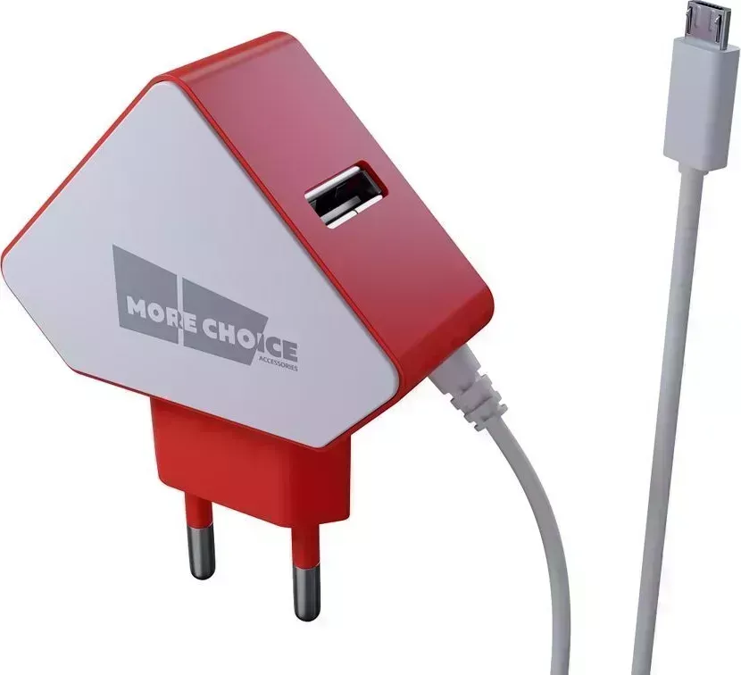 Сетевой адаптер MORE CHOICE (4627151193335) NC42m 2USB 1.5A micro USB с кабелем White Red