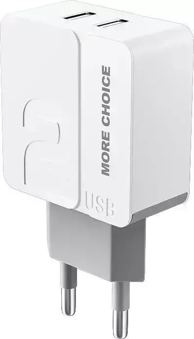 Сетевой адаптер MORE CHOICE (4627151191706) NC46 2USB 2.4A White Grey