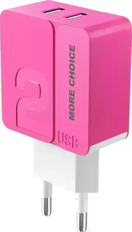 Сетевой адаптер MORE CHOICE (4627151191676) NC46 2USB 2.4A Pink