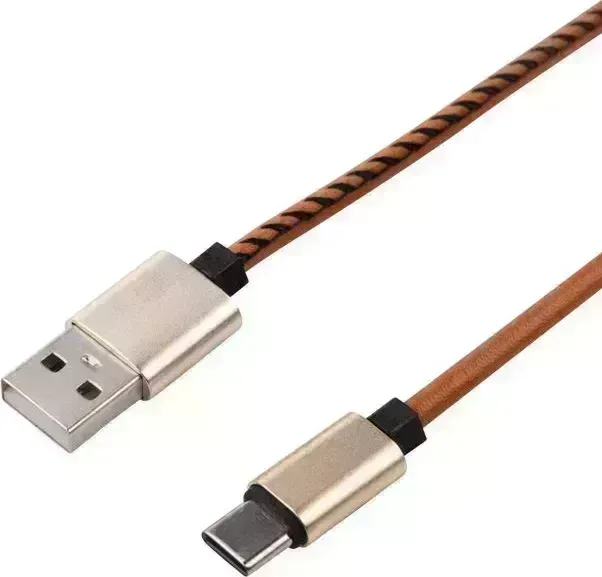 Кабель REXANT (18-1897) USB-Type-C/2A/leather/brown/1m/