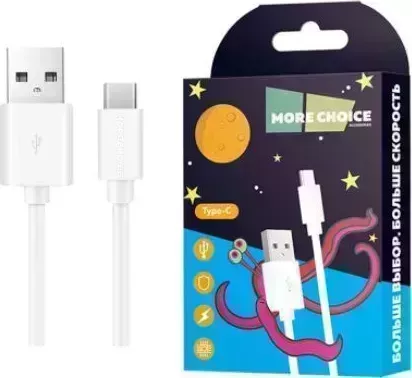 Кабель MORE CHOICE (4627151190792) K13a Дата- USB 2.1A для Type-C - 1м белый