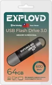 Флеш-накопитель EXPLOYD EX-64GB-600-Black 3.0 USB флэш-накопитель USB