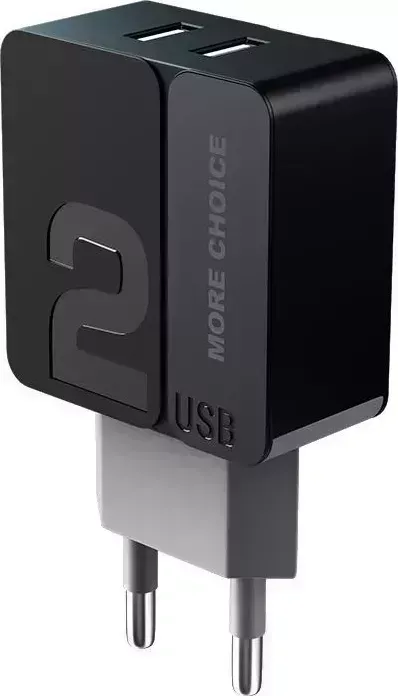 Сетевой адаптер MORE CHOICE (4627151191690) NC46 2USB 2.4A Black Grey
