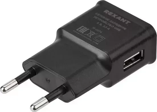 Сетевое зарядное устройство REXANT (16-0274) USB, 5V, 2.1 A, черное