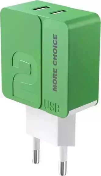 Сетевой адаптер MORE CHOICE NC46a 2USB 2.4A для Type-C 1м Green