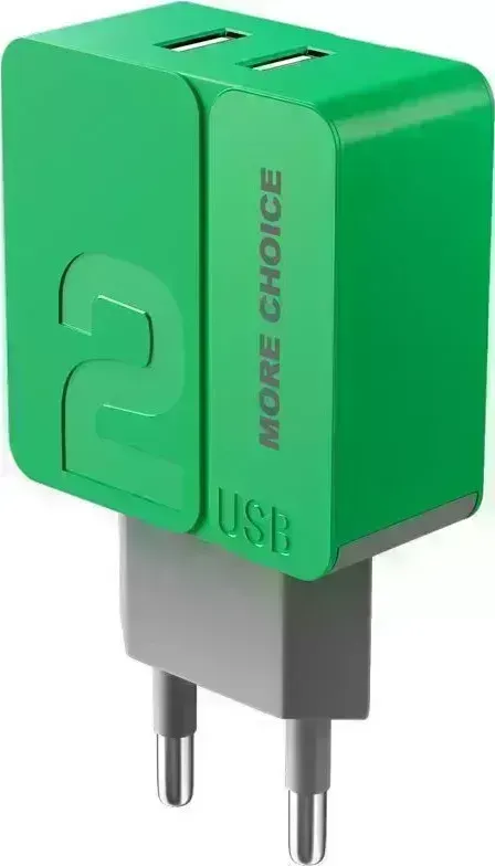 Сетевой адаптер MORE CHOICE (4627151191683) NC46 2USB 2.4A Green