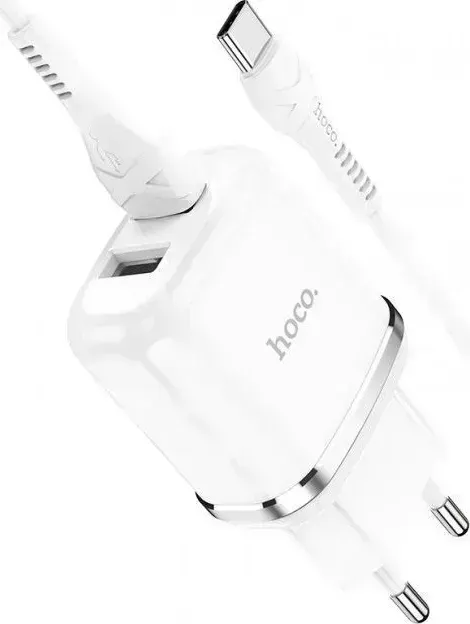 Сетевой адаптер HOCO (6931474731067) N4 2USB 2.4A TYPE-C 1м белый