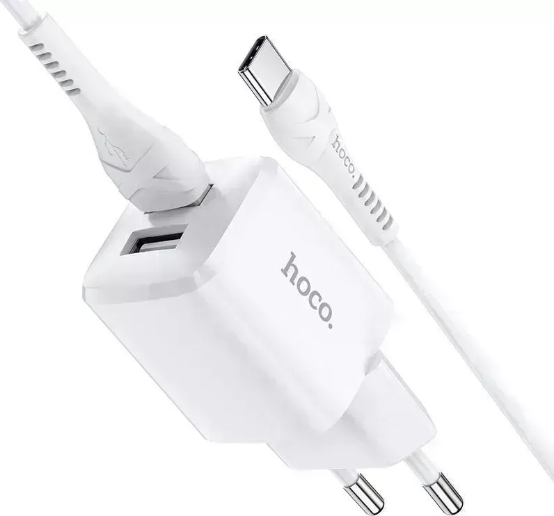Сетевой адаптер HOCO (6931474742018) N8 2USB 2.4A LIGHTNING 8-PIN 1м белый