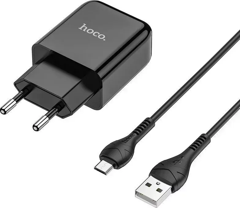 Сетевой адаптер HOCO (6931474728845) N2 1USB 2.1A MICRO USB 1м черный
