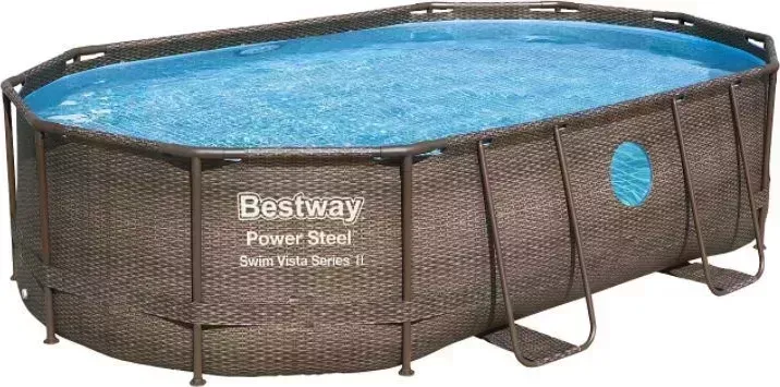 Бассейн каркасный BEST WAY BESTWAY Power Steel, 488 x 305 x 107 см, песчаный фильтр-насос, тент, лестница, 56946