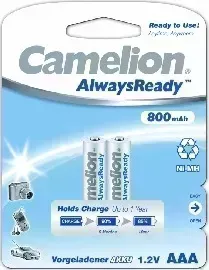 Батарейки CAMELION (7965) NH-AAA800ARBP2 AAA- 800MAH NI-MH ALWAYS READY BL-2 (NH-AAA800ARBP2, аккумулятор, 1.2В)