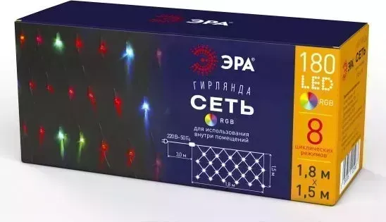 Гирлянда ЭРА (Б0041902) ENIS-01R Сеть 1,8м RGB