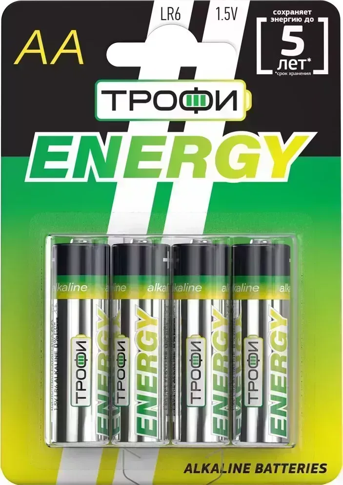 Батарейки ТРОФИ LR6-4BL ENERGY Alkaline