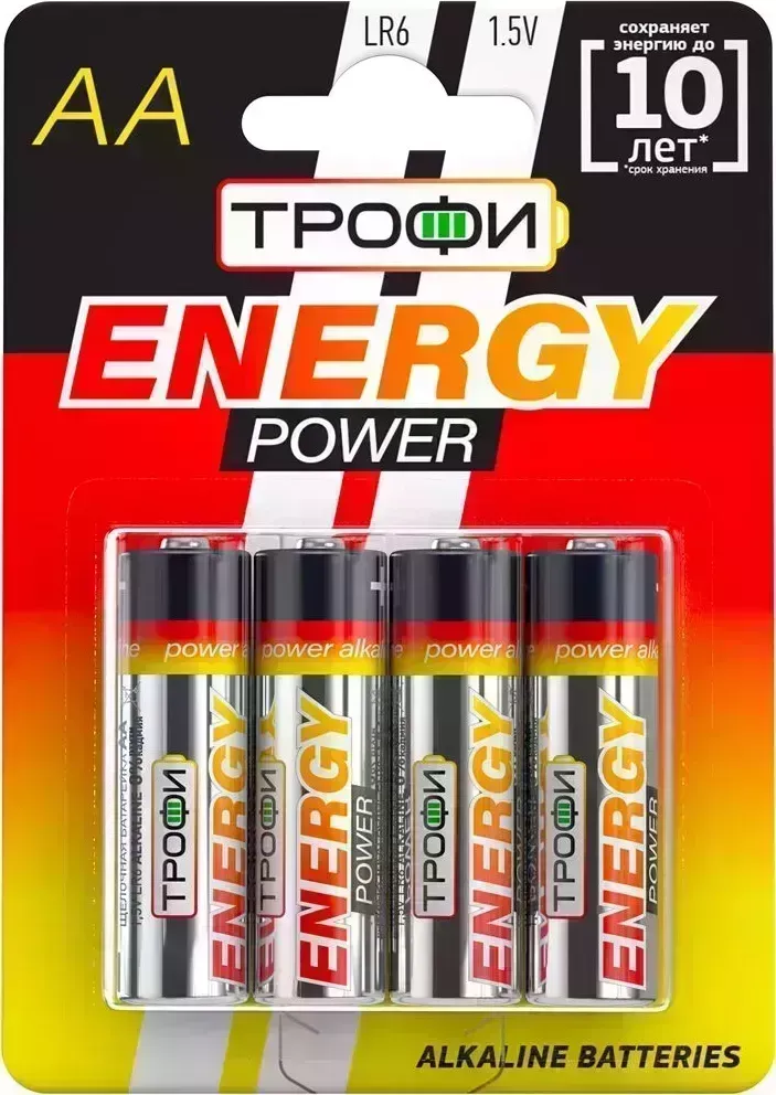 Батарейки ТРОФИ LR6-4BL ENERGY POWER Alkaline