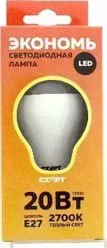 Лампа светодиодная СТАРТ (17285) LEDGLSE27 20W30 WS