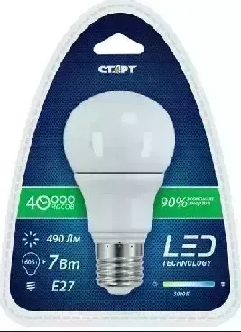 Лампа светодиодная СТАРТ (17294) LEDGLSE27 7W30 WS
