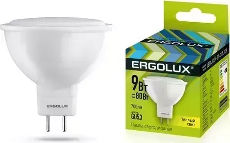 Лампа ERGOLUX LED-JCDR-9W-GU5.3-3K (Эл. светодиодная JCDR 9Вт GU5.3 3000K 180-240В)