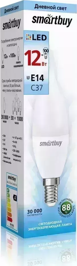 Лампа SMARTBUY (SBL-C37Can-12-40K-E14) свеча на ветру C37-12W00/E14