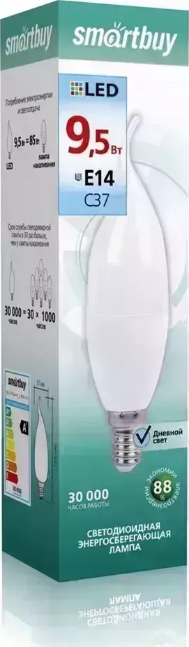 Лампа SMARTBUY (SBL-C37Can-9_5-40K-E14) свеча на ветру C37-9,5W00/E14